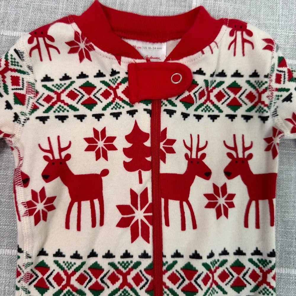 Hanna Andersson 18-24 Month Holiday Dear Deer Organic Cotton Zip Sleeper Pajamas